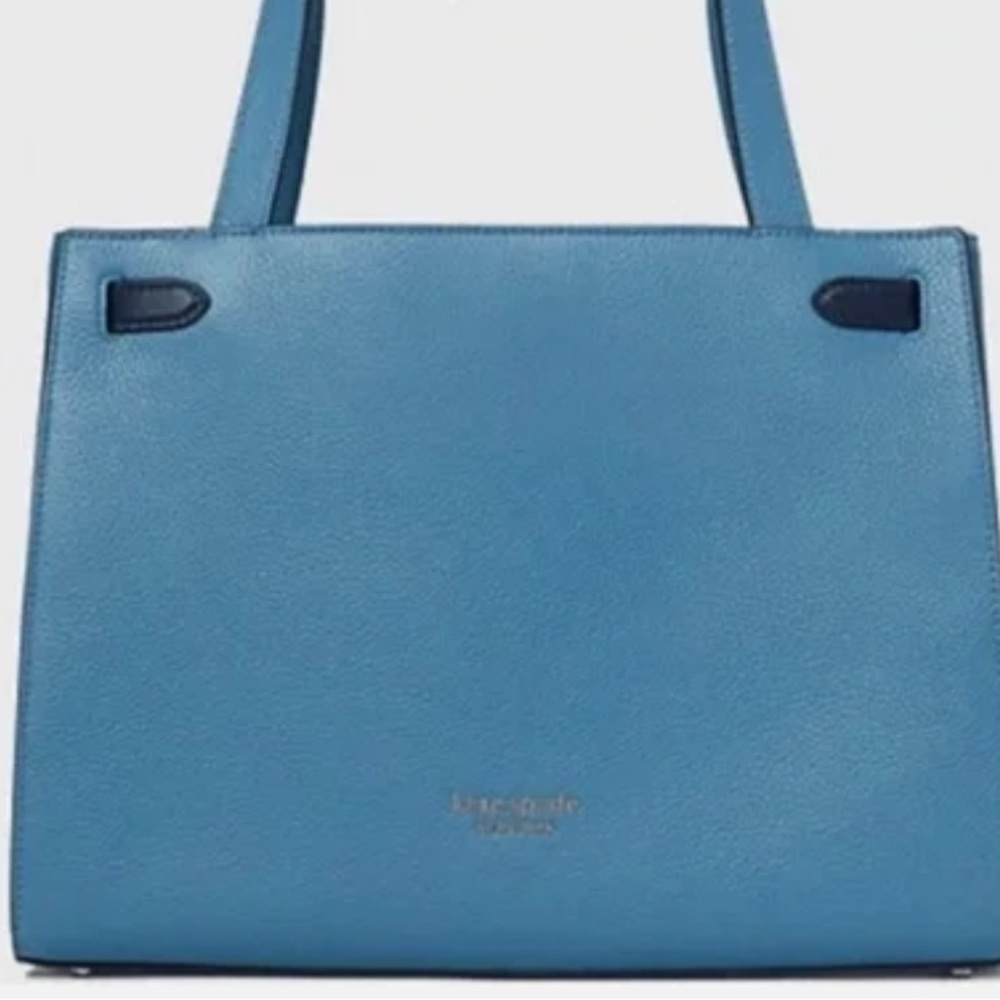 NWT Kate Spade Blue Tote “Niagara Lane”Pebbled Leather Bag - Picture 4 of 11